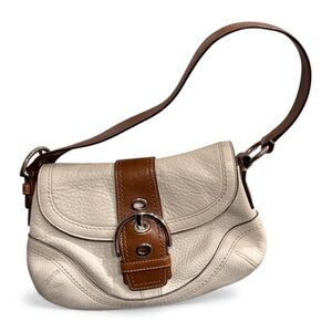 Coach Cream and Brown Leather Shoulder soho Bag F12300